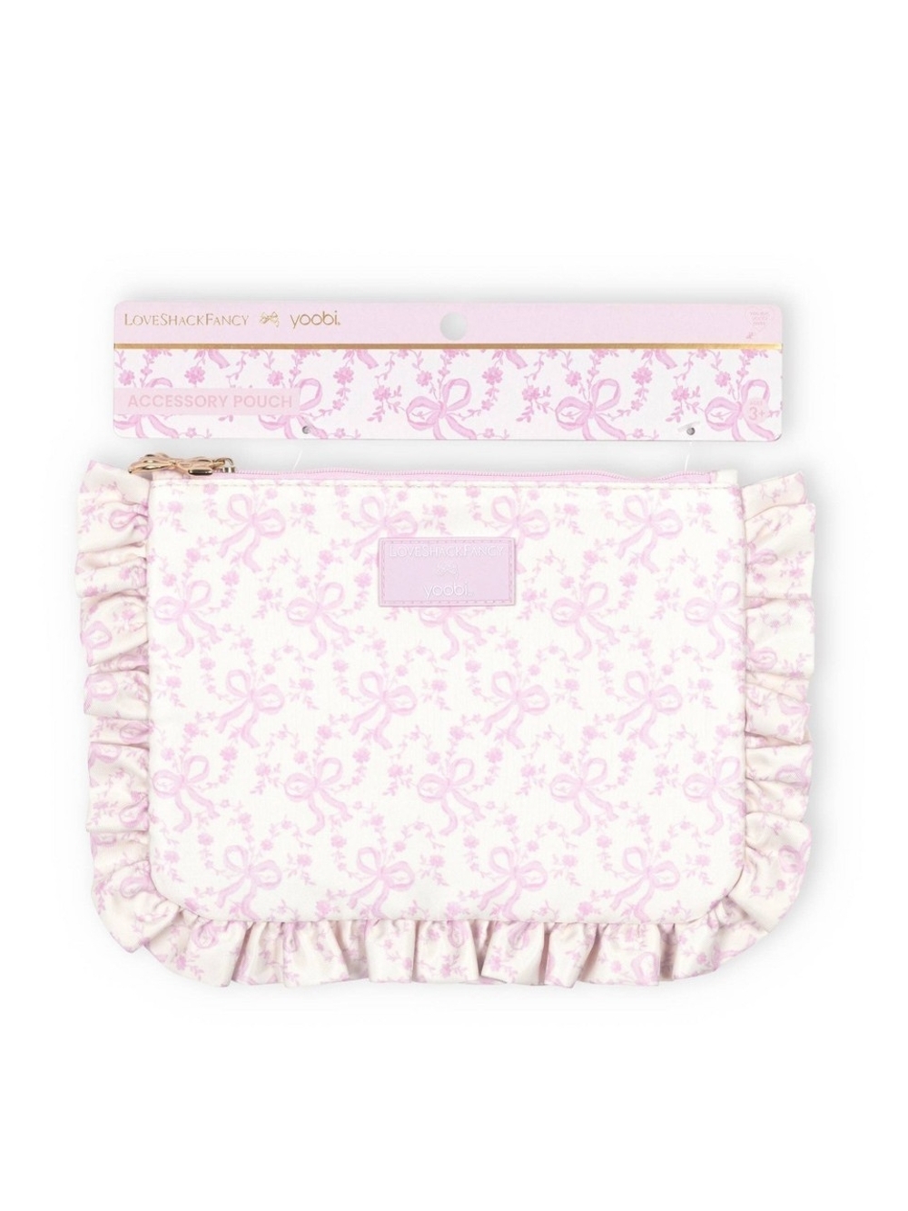 NWT LoveShackFancy x Yoobi Target Chantilly Pink Coquette Bow Ruffle Pouch